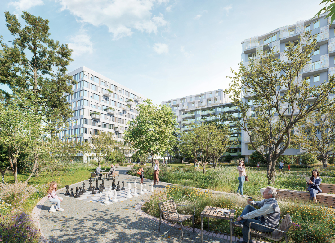 Einblick in das Zukunftsquartier AM KEMPELENPARK